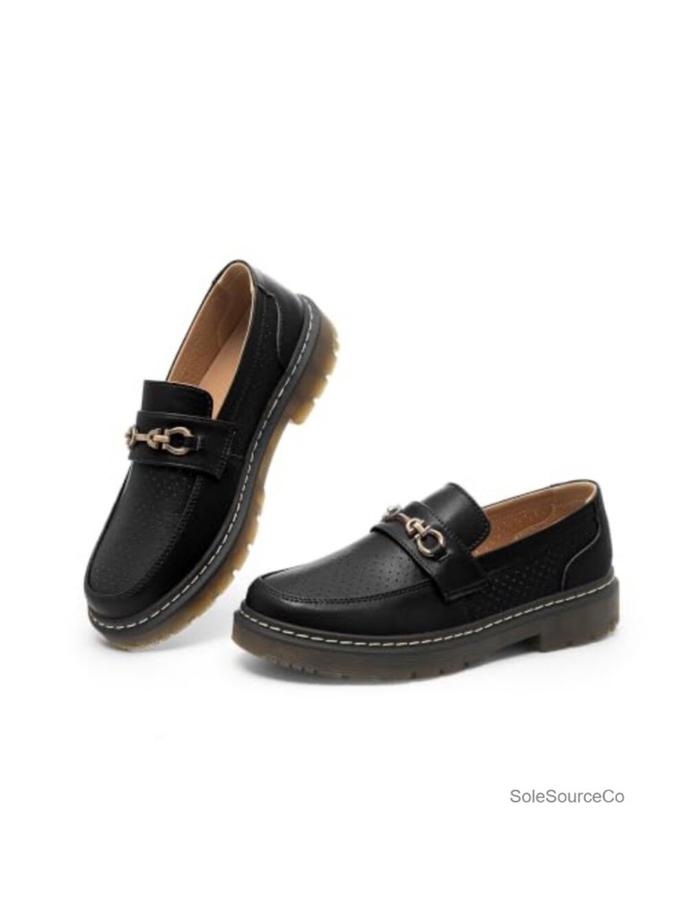 Womens Chunky Penny Loafers Slip On Arch Support Business Casual Work Office